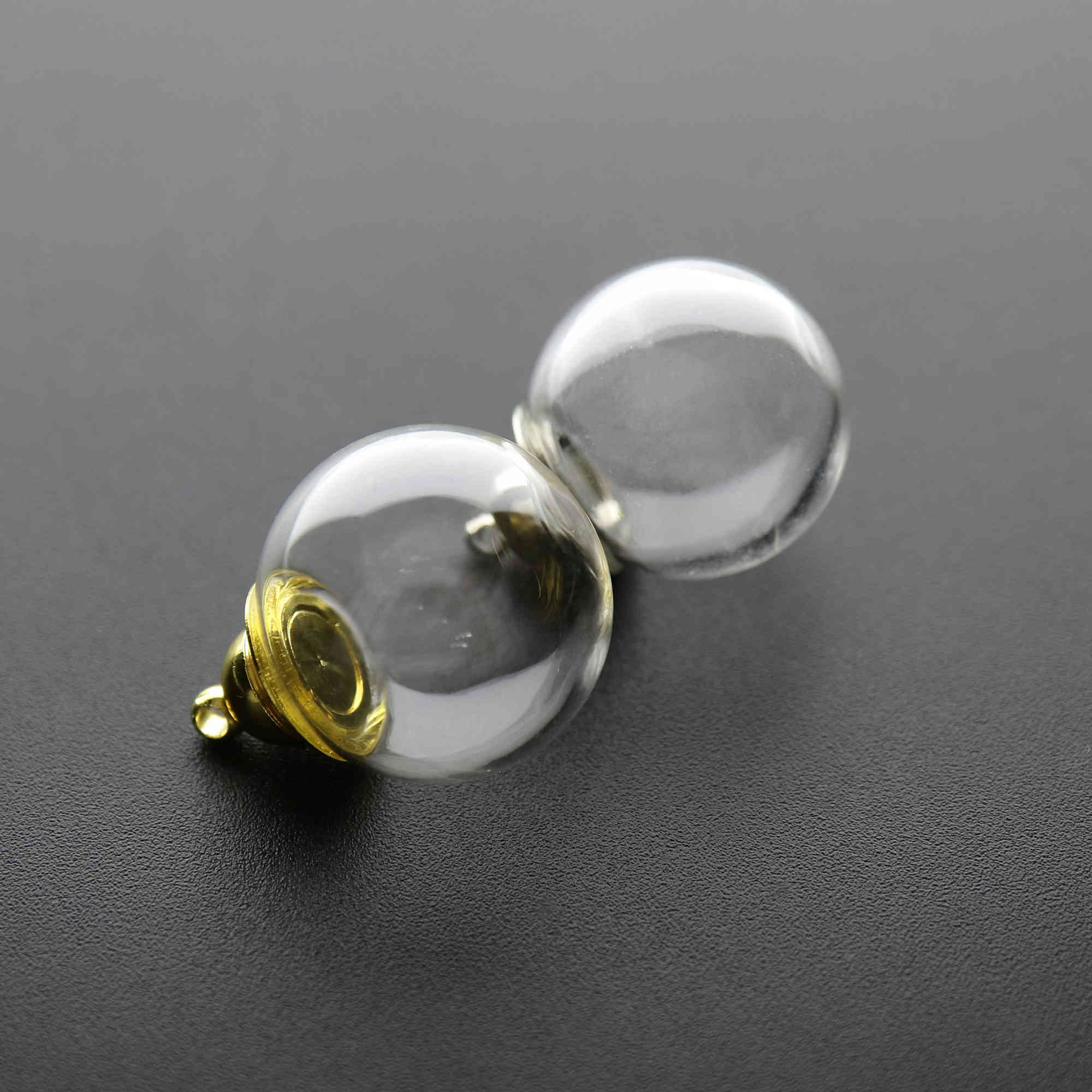 5Pcs 16-25MM Round Glass Dome Globe with 6MM Opening Silver Gold Plated Screw Cap for Perfume Liquid DIY Wish Vial Charm Supplies 1800515 - Click Image to Close